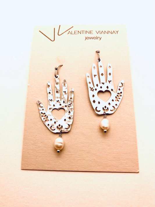 Healing Hands with Pearls Earrings