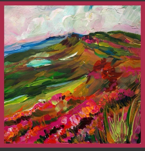 Multi Colored Silk Square, Painterly Landscape