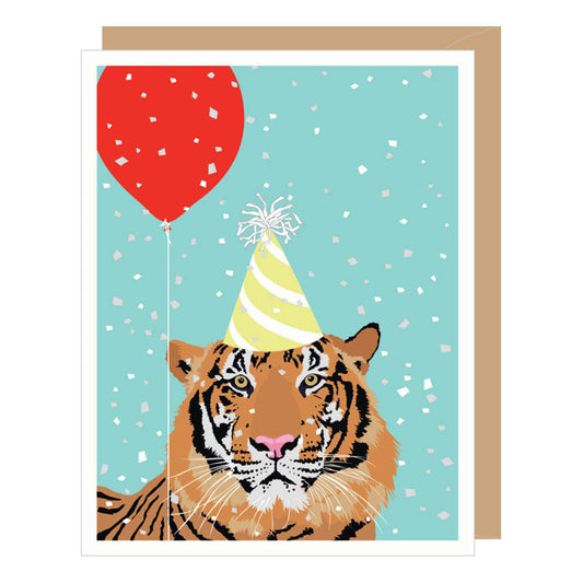 Tiger and Confetti Birthday Card