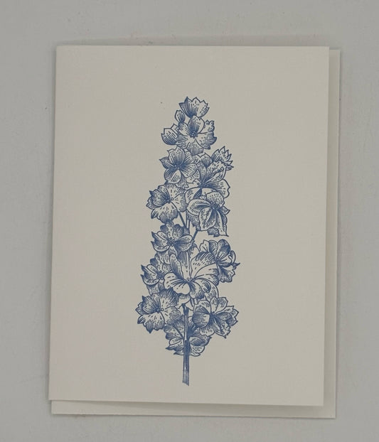 Single Blue Delphinium Card