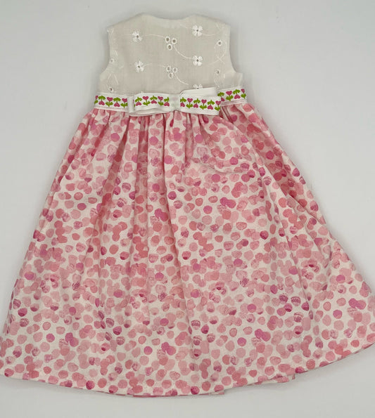 Sleeveless Pink Long Dress with White Eyelet Top for 18" Doll