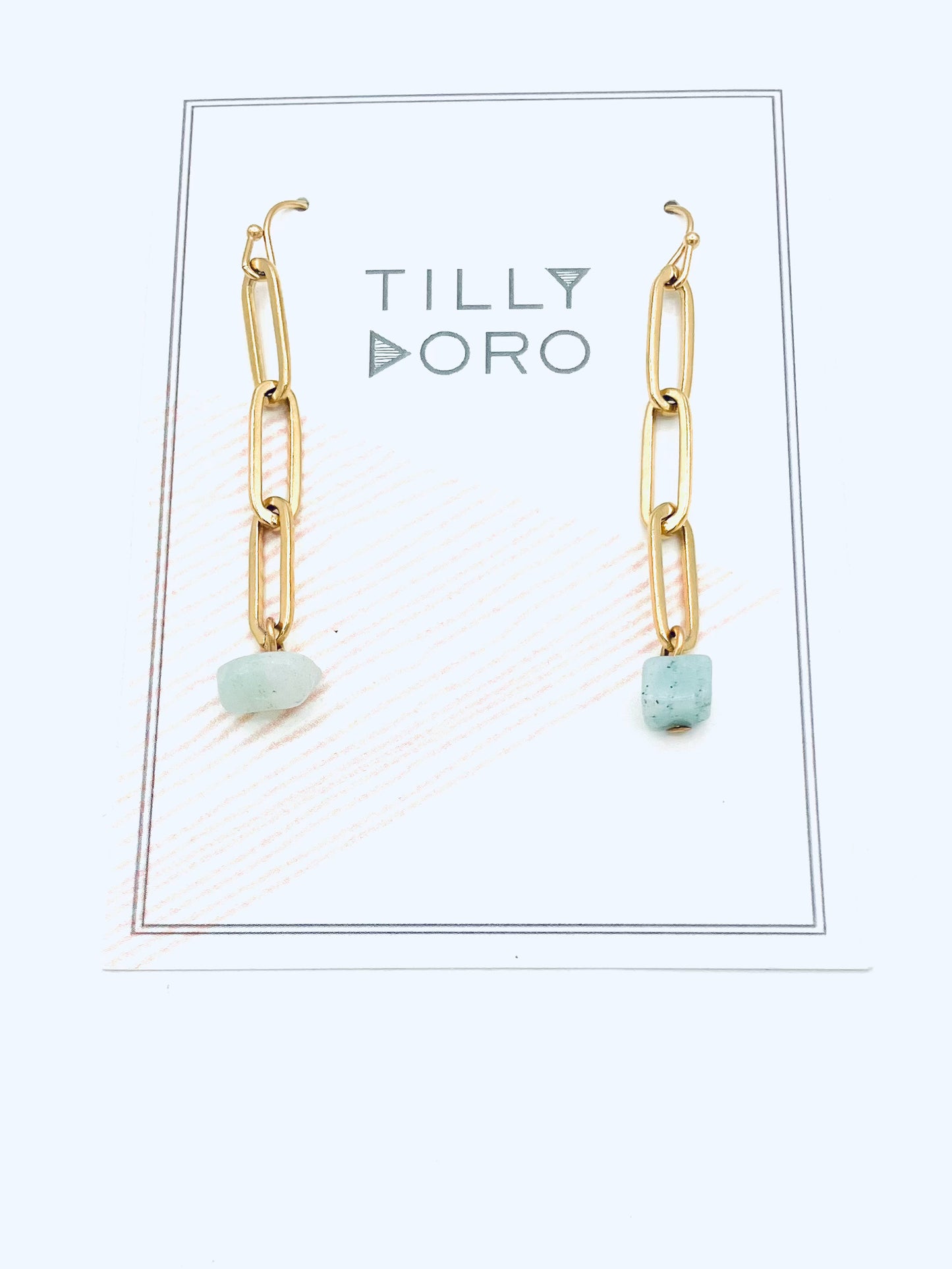 Light Blue Stone with Chain Earrings
