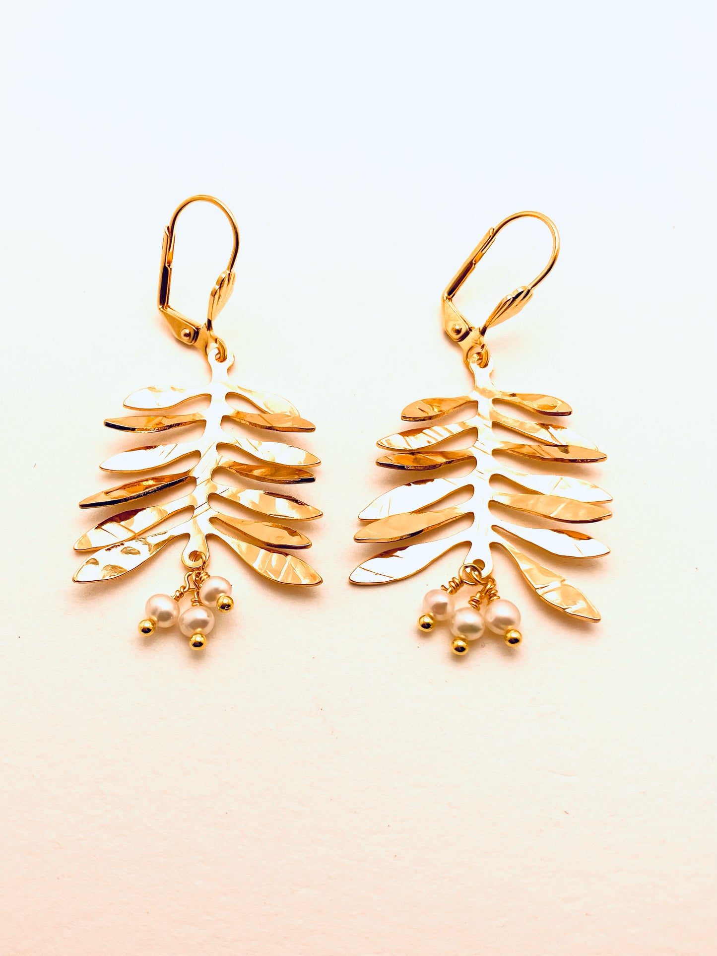 Olive Branch Earrings Small with Pearls