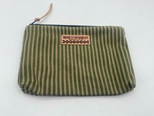 Green & Tan Striped Pouch
