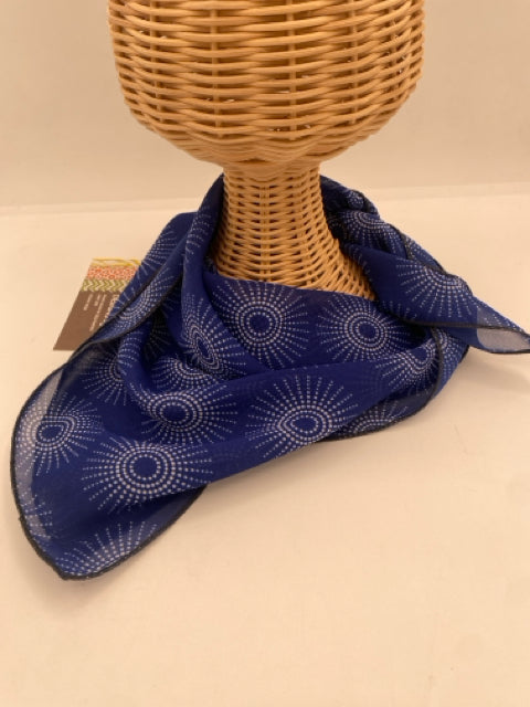Blue & White Spiral Print Square Scarf