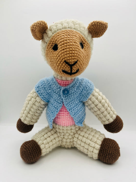 Lamb with Pink Shirt and Blue Vest