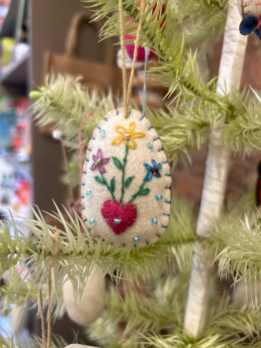 White Egg with Pink Heart