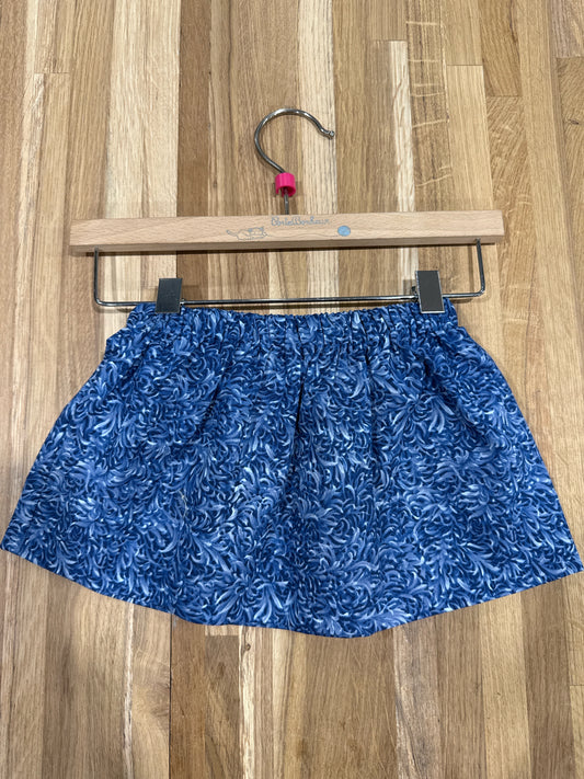1 Y Twirly Skirt - Blue w/Silver Leaves