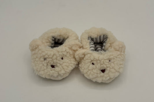0-6 M Booties -  Ivory Sherpa Bear