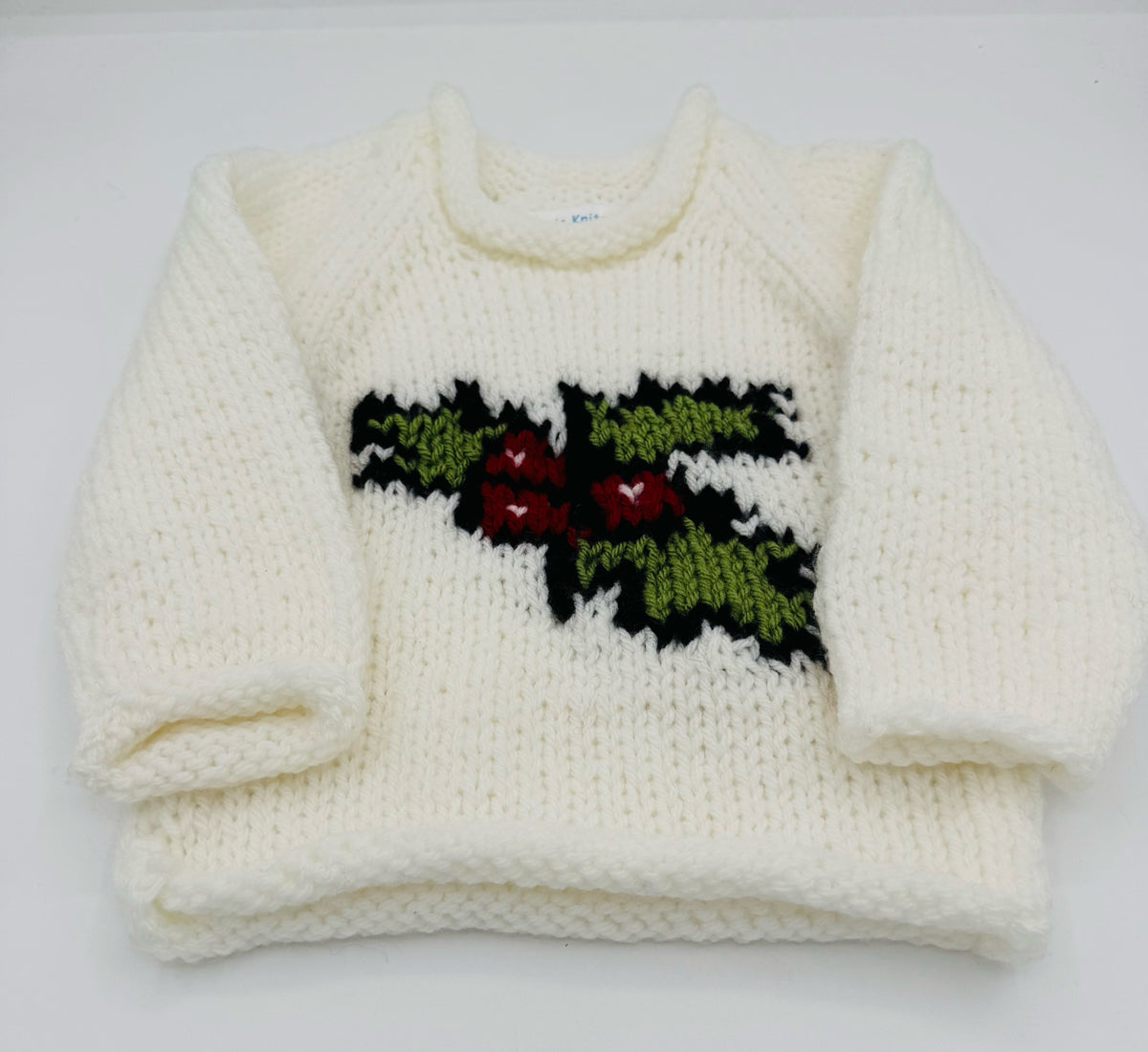 12 M White Acrylic Sweater with mistletoe