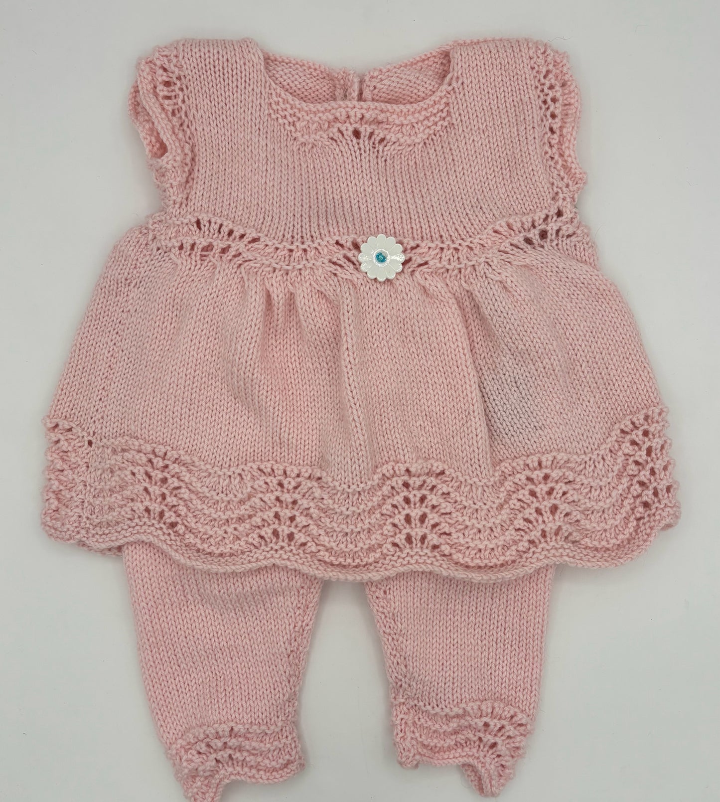 12 M Pink Acrylic Knit Dress Set with Knit Leggings