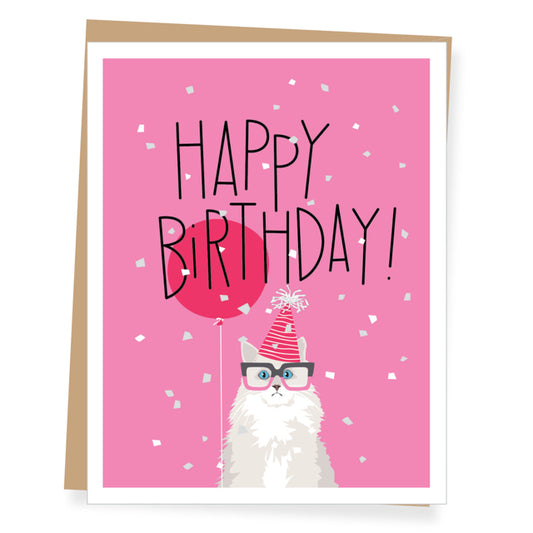 White Cat Birthday Card