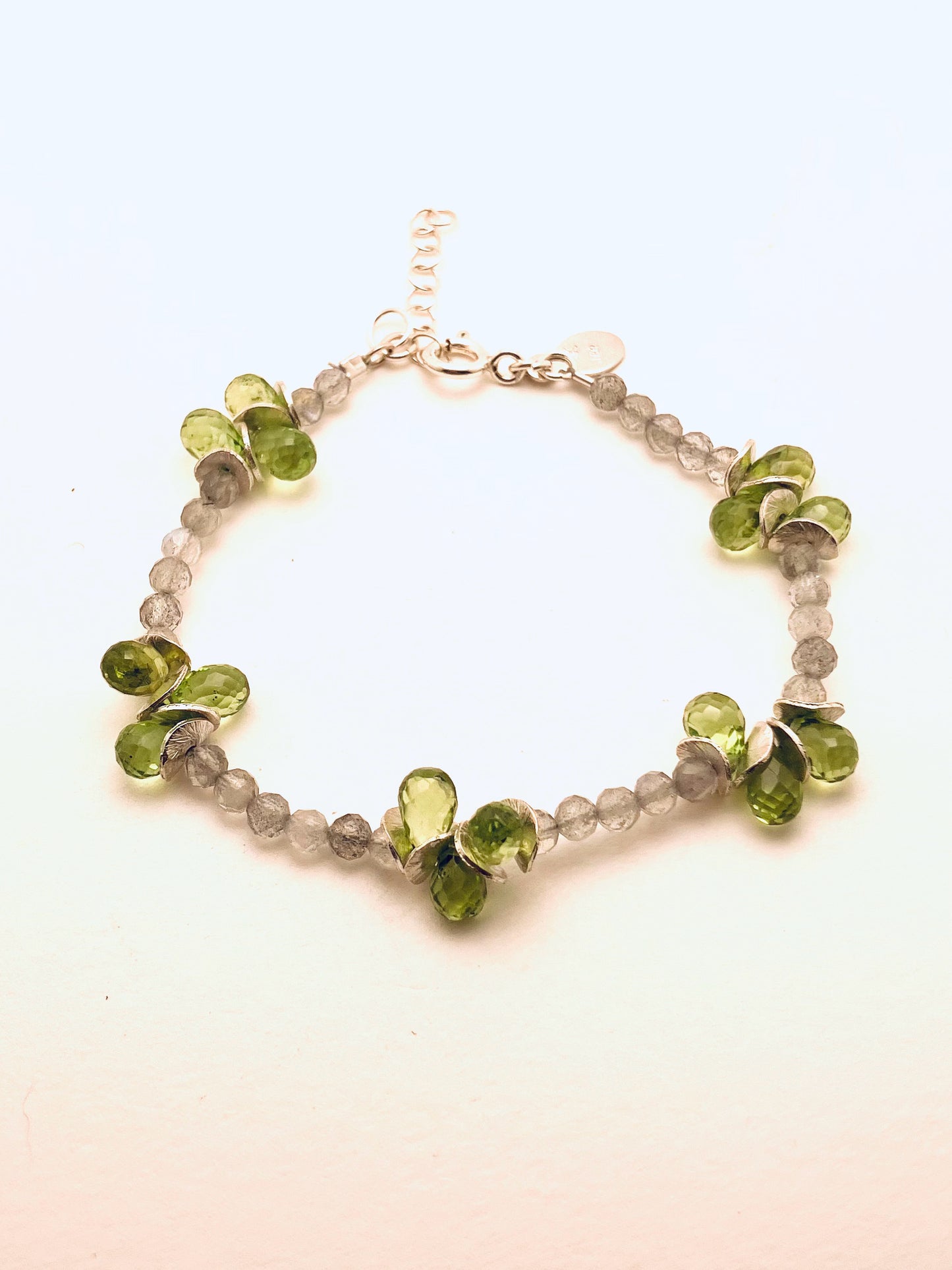 Labradorite Bracelet with Peridot Clusters