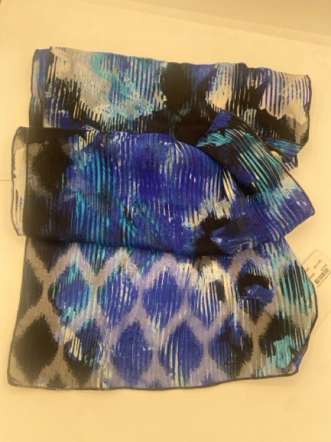 Shades of Blue & Black Abstract Scarf
