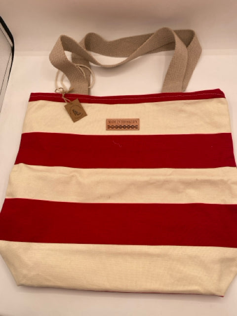 Red and White Stripes Tote Bag