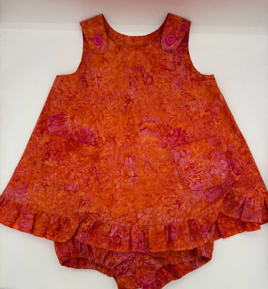 3T Summer Outfit - Orange Ruffle Dress with Bloomer