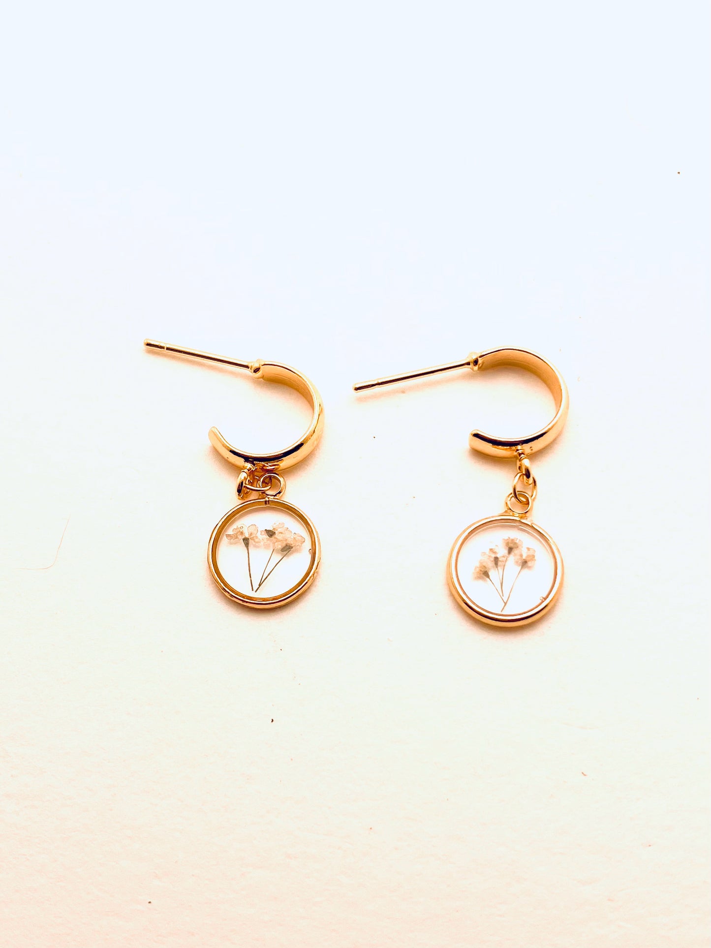 Dried Pressed Flower Earrings, Round