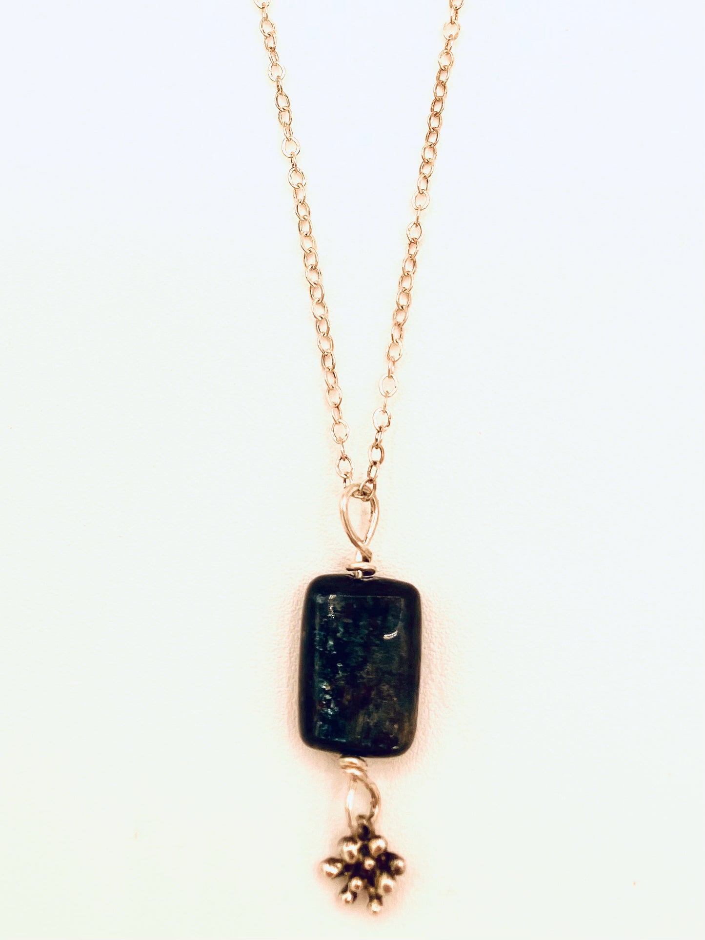 Blue Kyanite-Starbust Dangle Sterling Silver Necklace