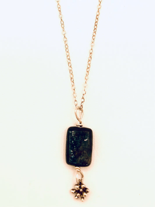 Blue Kyanite-Starbust Dangle Sterling Silver Necklace