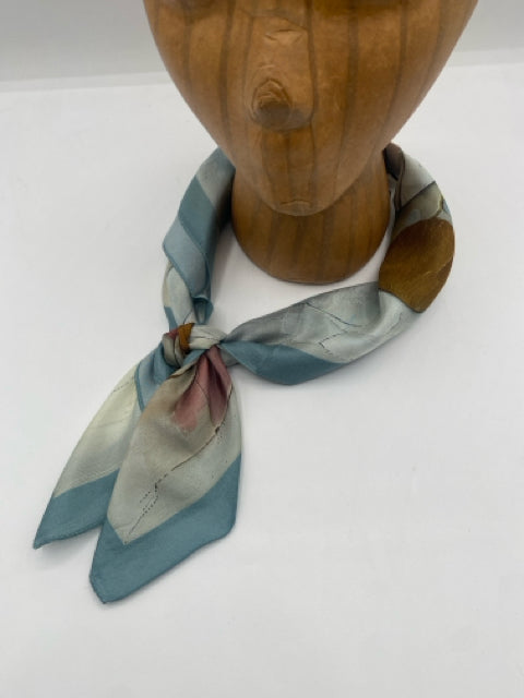 Blue Gray Silk Square, Painterly Circle