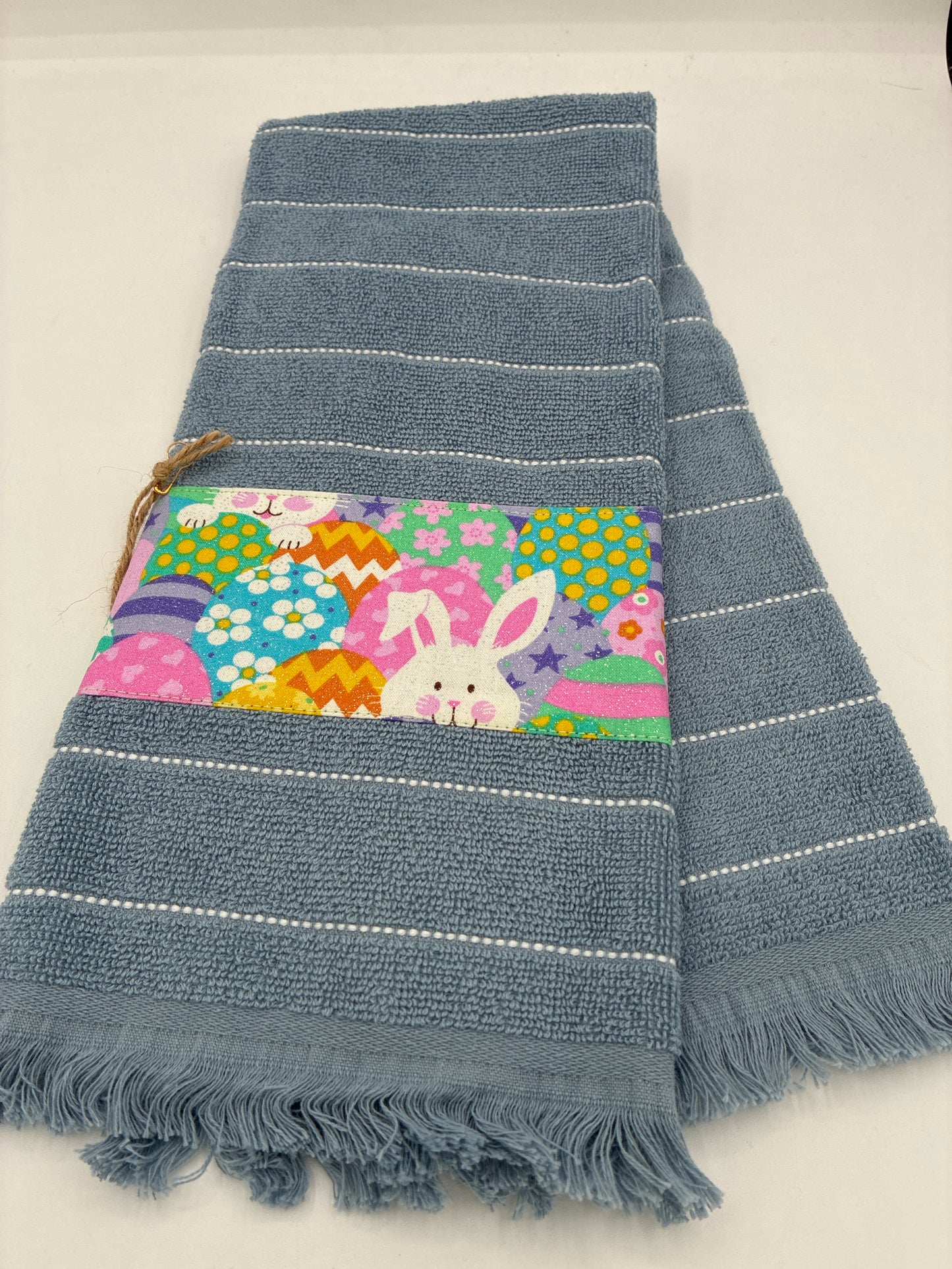 Blue Slate Towel with Easter Trim