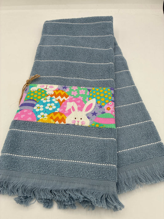 Blue Slate Towel with Easter Trim
