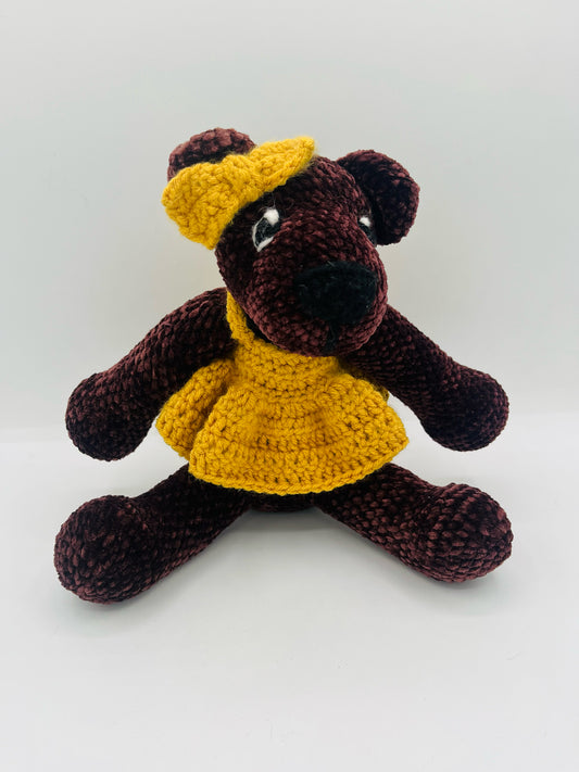 Brown Bear with Yellow Bow and Vest