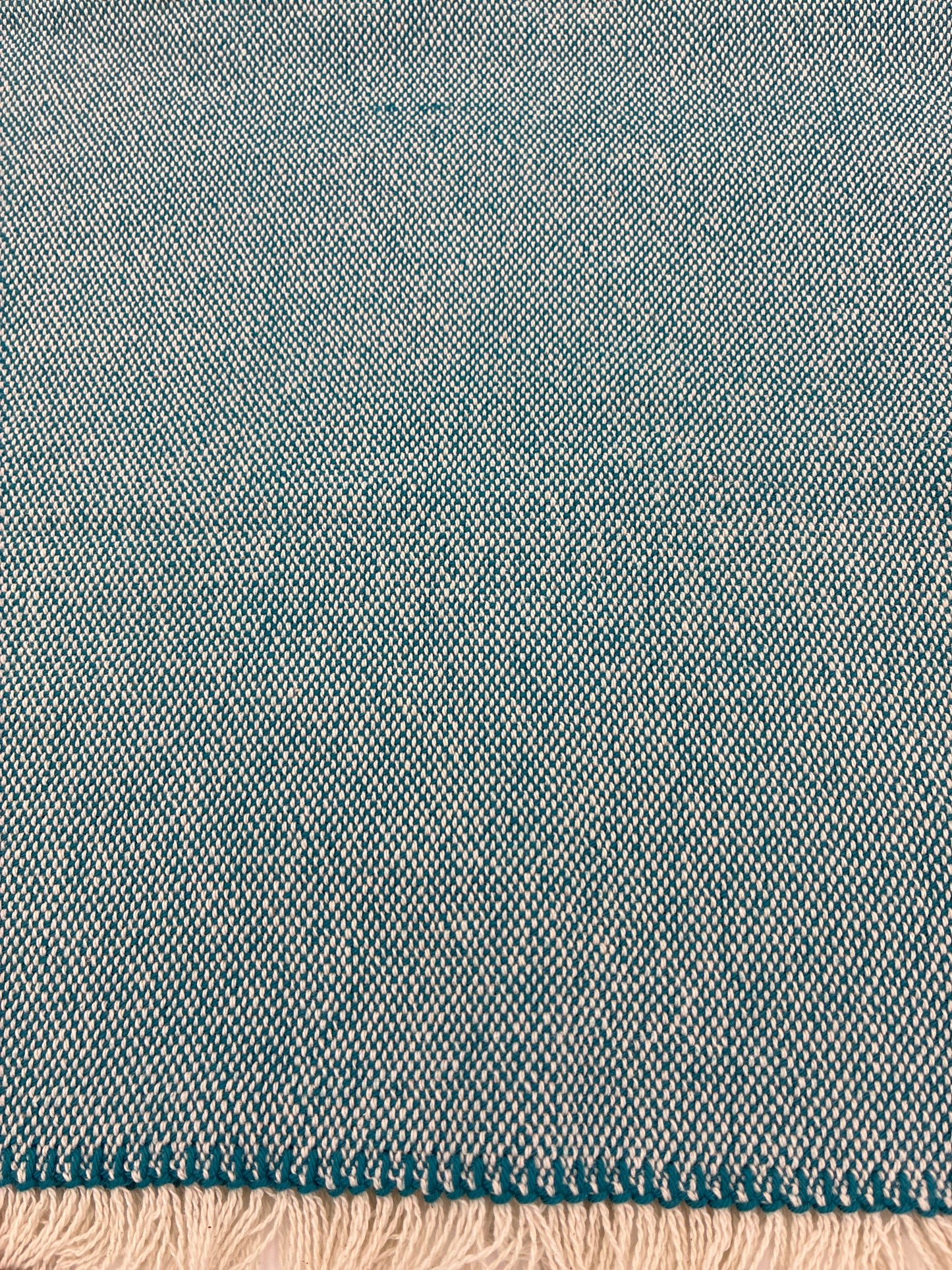 Handwoven Teal Blue Basketweave Hand Towel