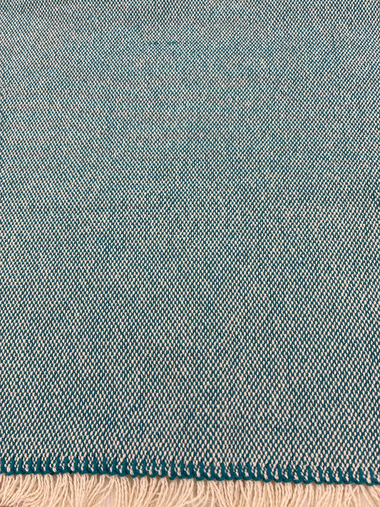 Handwoven Teal Blue Basketweave Hand Towel