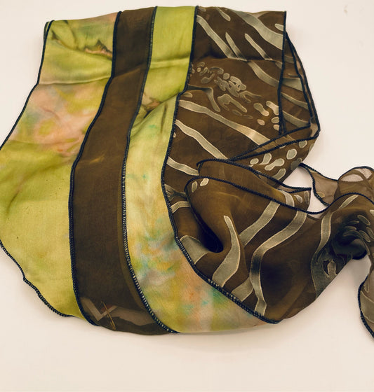 Silk Collage Olive Green