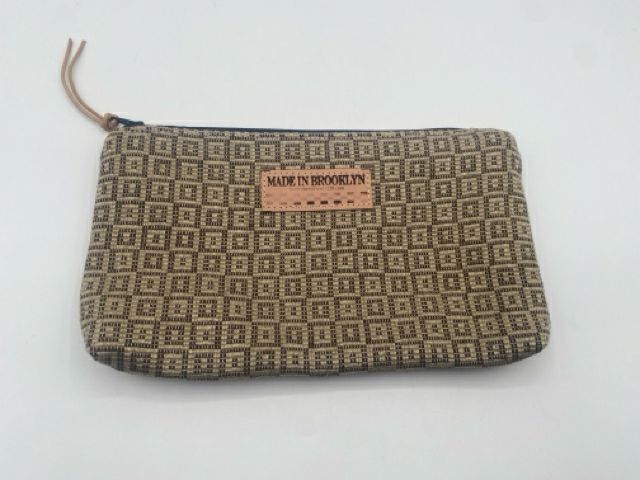 Tan & Brown Geometric Brocade Pouch
