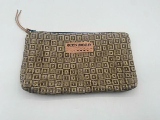 Tan & Brown Geometric Brocade Pouch