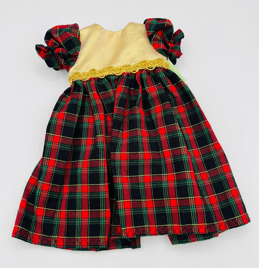 Blackwatch Plaid Dress with Gold Top and Trim for 18" Doll