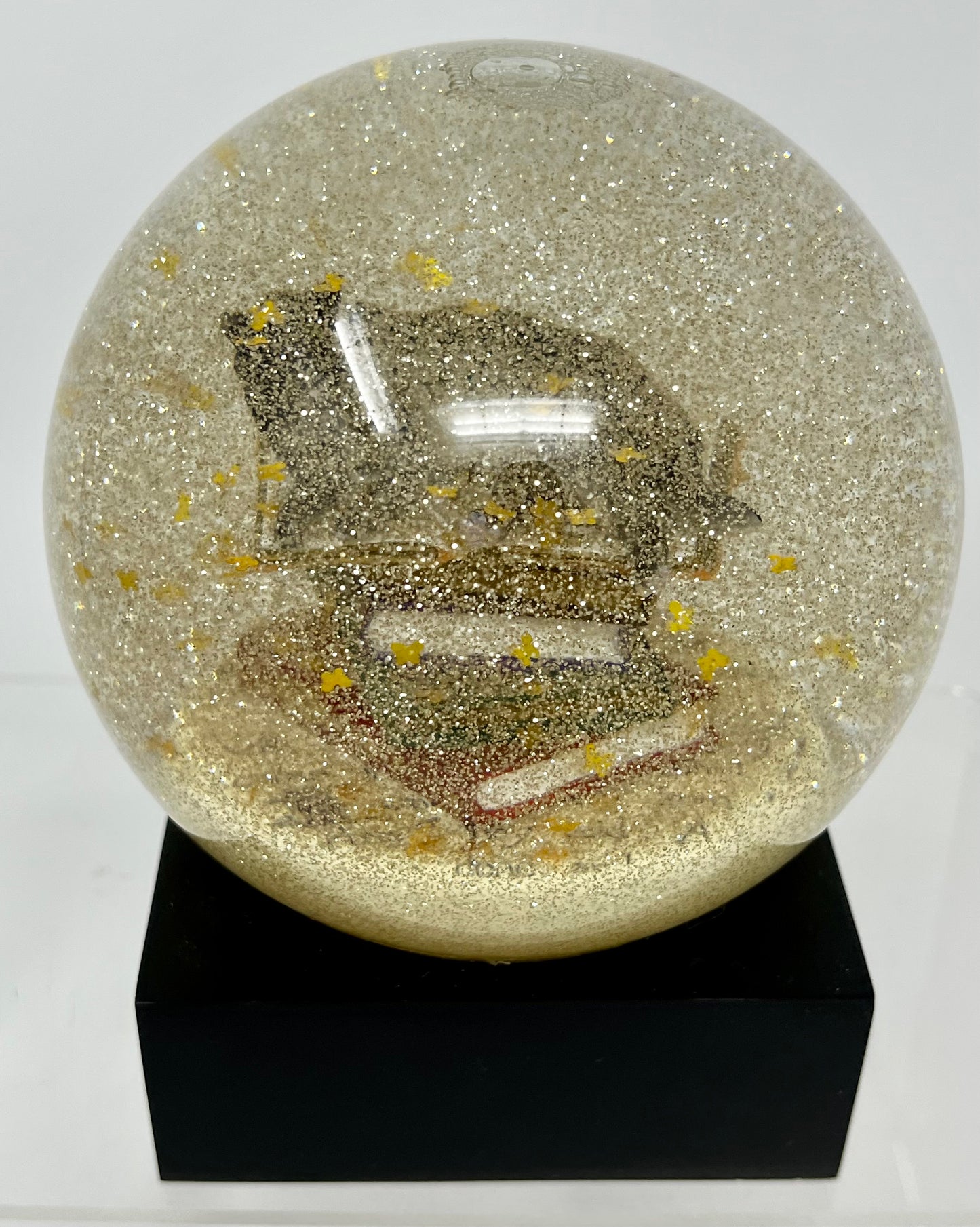 Cat On Books Snow Globe