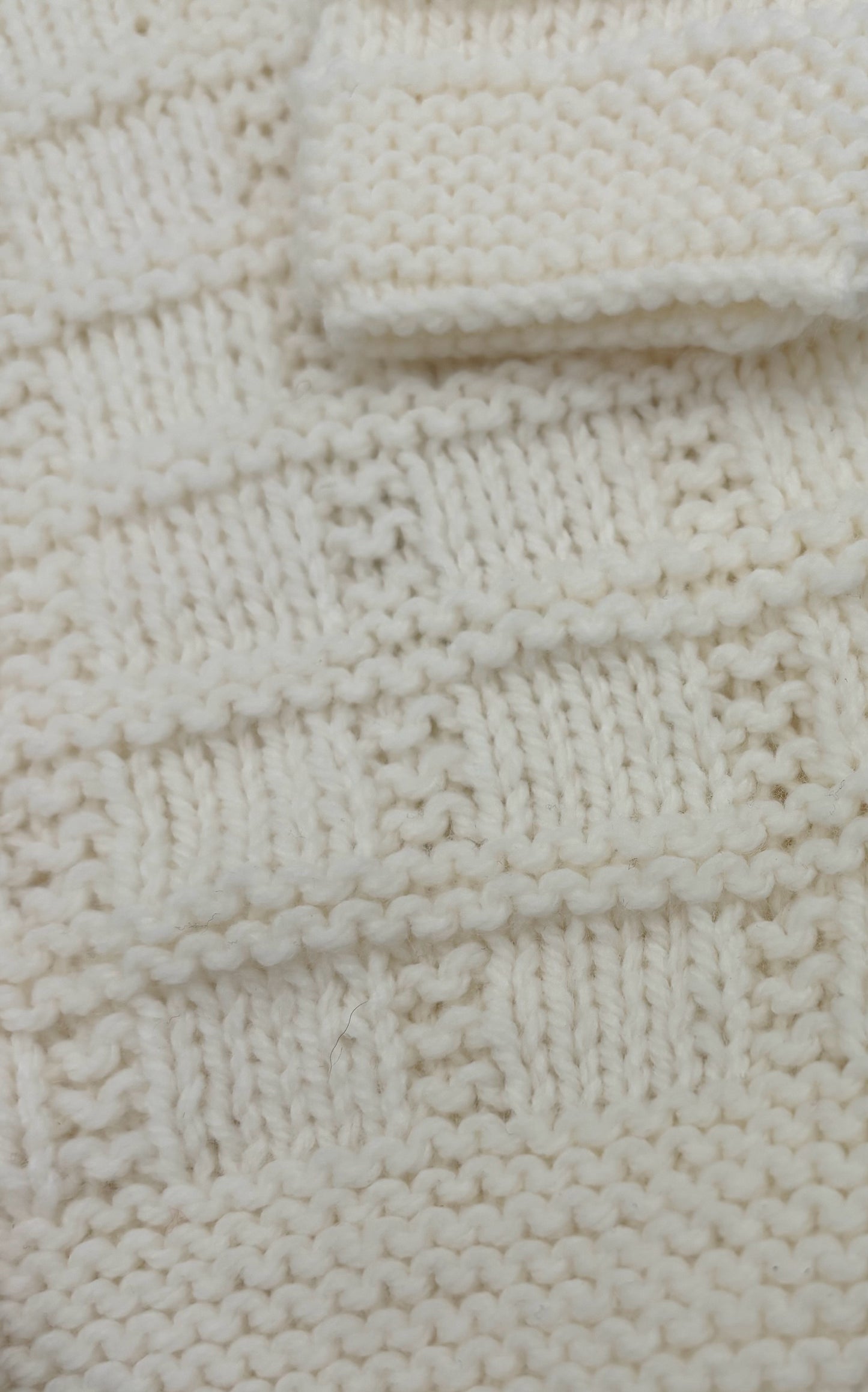 6-12 M White Acrylic Knit Cardigan with Leather Style Buttons