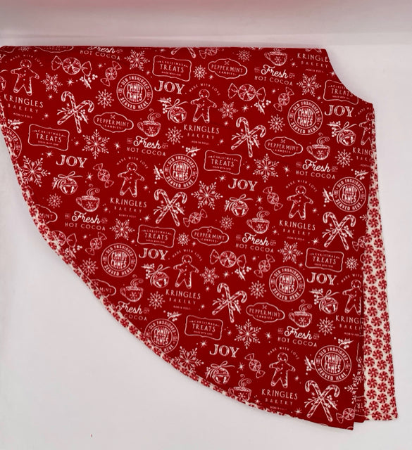 White and Red Cookies on Peppermint Candy Christmas Tree Skirt