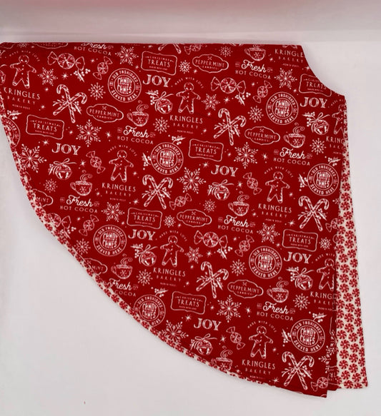 White and Red Cookies on Peppermint Candy Christmas Tree Skirt