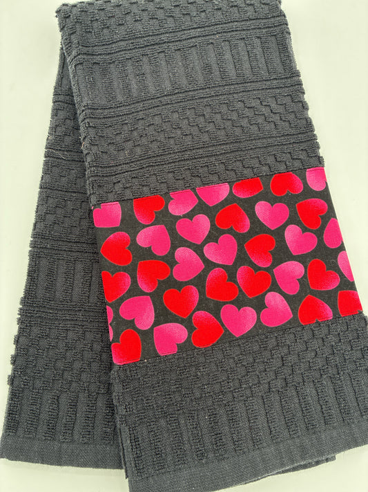 Black Towel with Valentine Trim