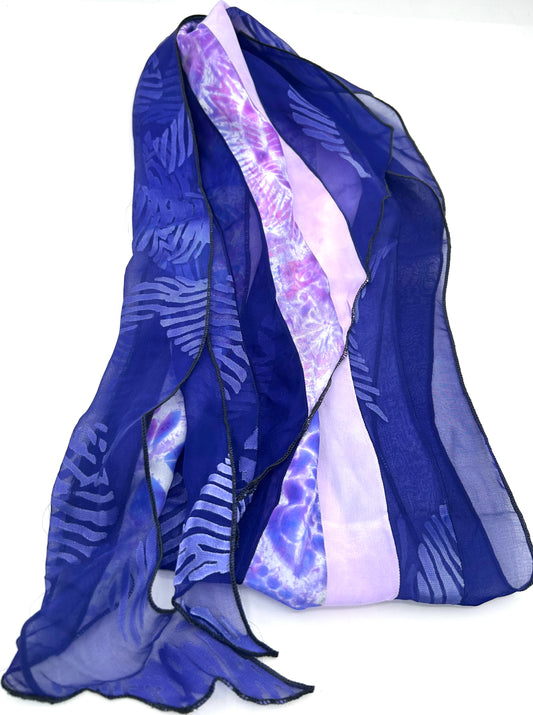 Violet Silk Collage Scarf
