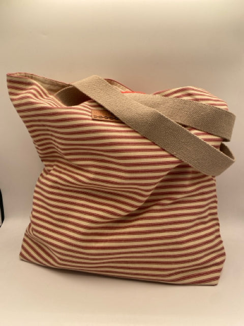 Red and White Stripes Tote Bag