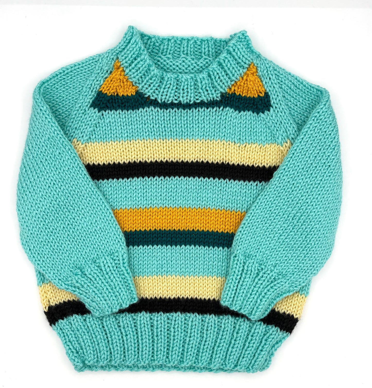 2 Y Aqua, Gold, and Blue Strip Acrylic Pullover