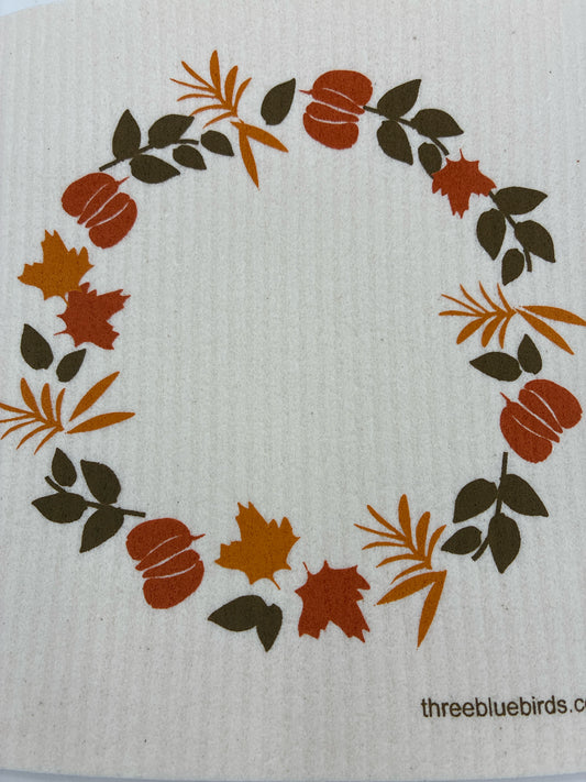 Autumn Wreath Swedish Dishcloth