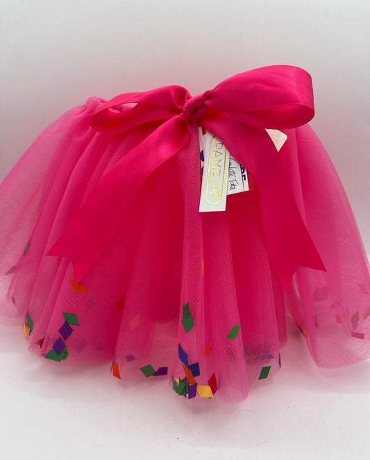 9" Ribbon Confetti Tutu in Hot Pink