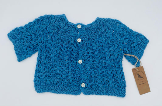 12-18 M Sky Blue Acrylic Lace Knit Cardigan