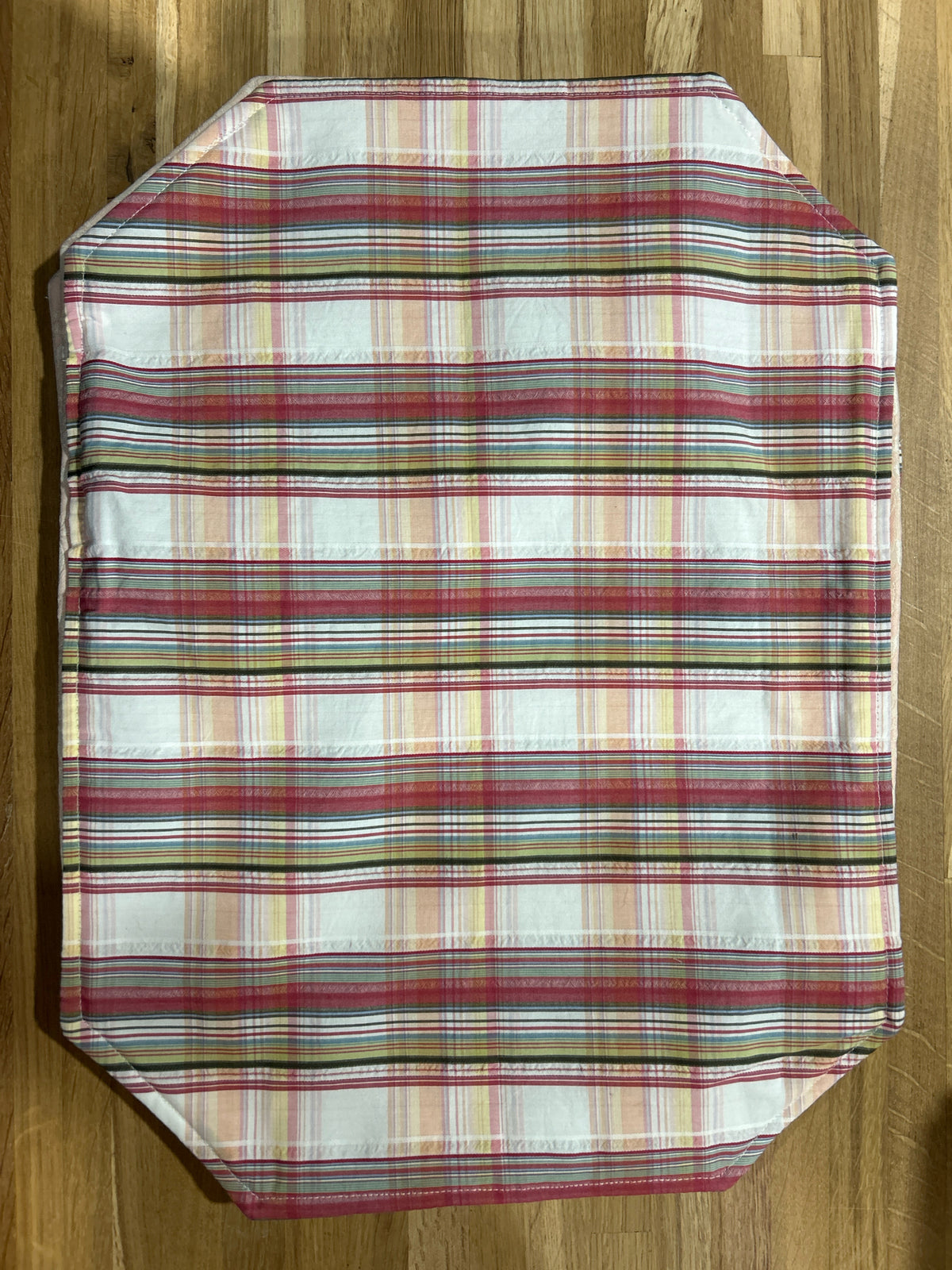 Set of 4 Placemats - red plaid/pink silver floral