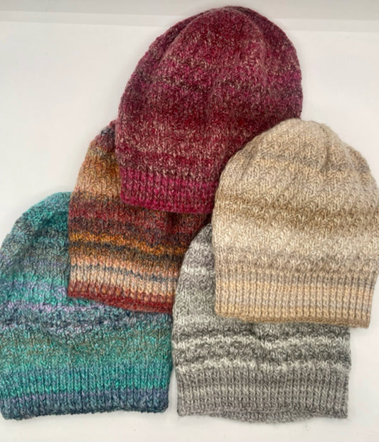 Adult Medium/Large Wool Blend Diagnonal Texture Knit Beanie