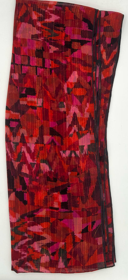 Red, Pink, & Gold Abstract Poly Scarf