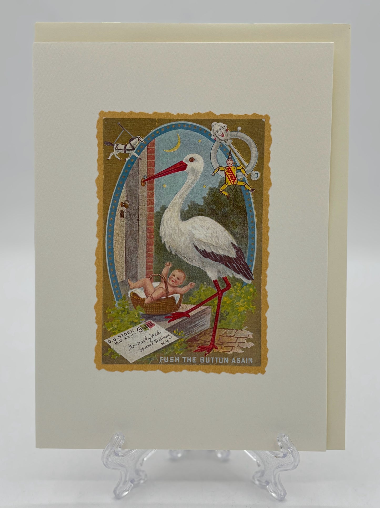 Stork Rings Doorbell New Baby Card