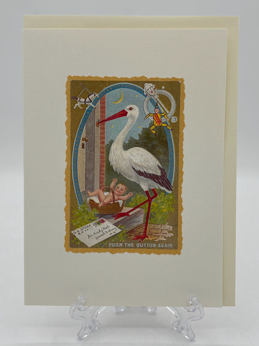 Stork Rings Doorbell New Baby Card