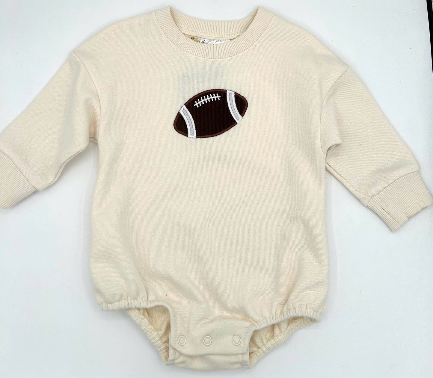 12 M Onesie Sweatshirt Long Sleeve - Cream with Football